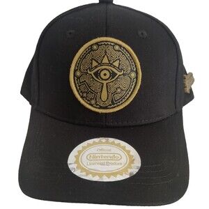 The Legend Of Zelda, Breath Of The Wild Cap Hat Adult Snapback Black Gold W/ Pin